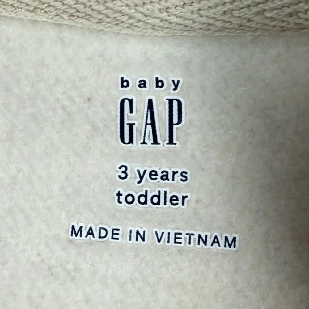 BABYGAP Toddler Metallic Bear‎ Novelty Logo Oatmeal Heather Beige Sweatshirt 3